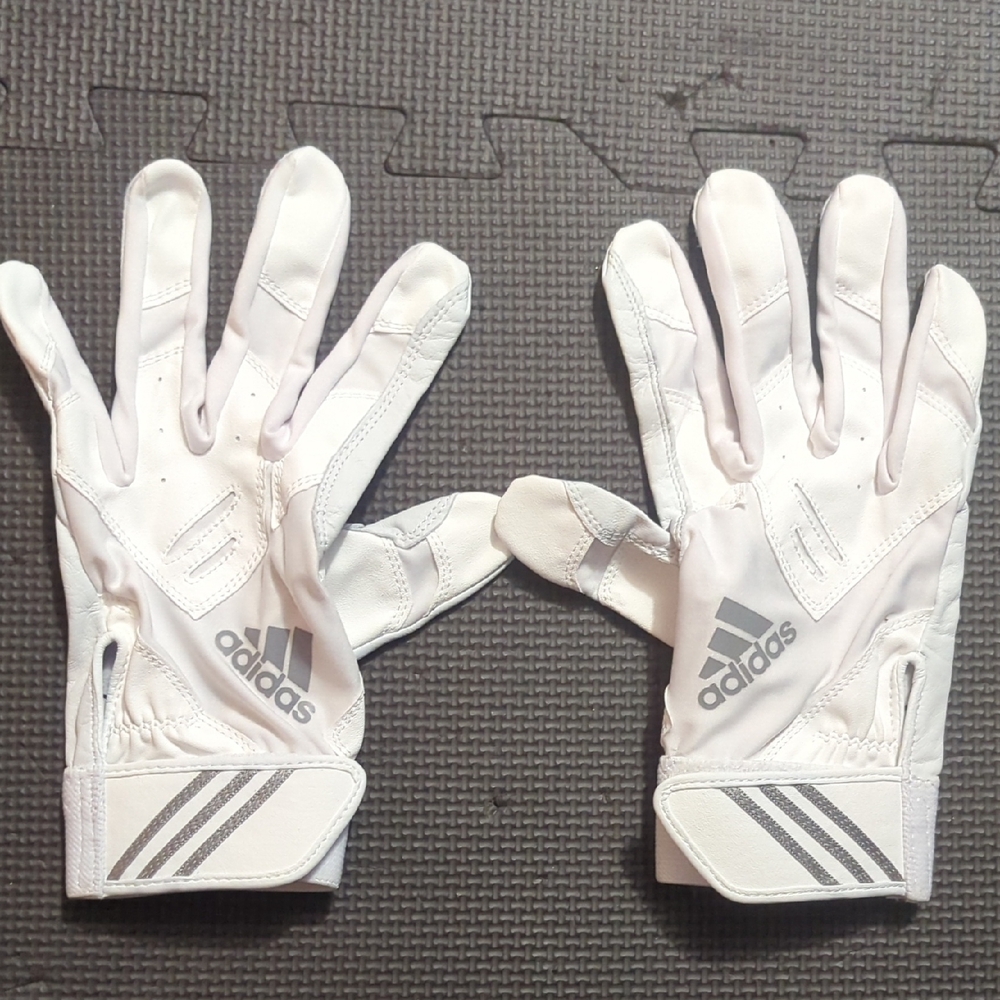NEW. Adidas White & Gray Athletic Gloves